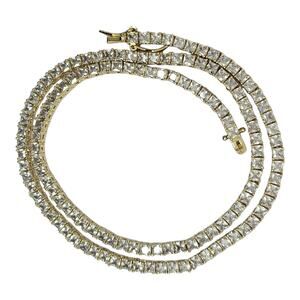 New Gold Tone Princess Cut 22cttw dew Tennis Necklace 18"